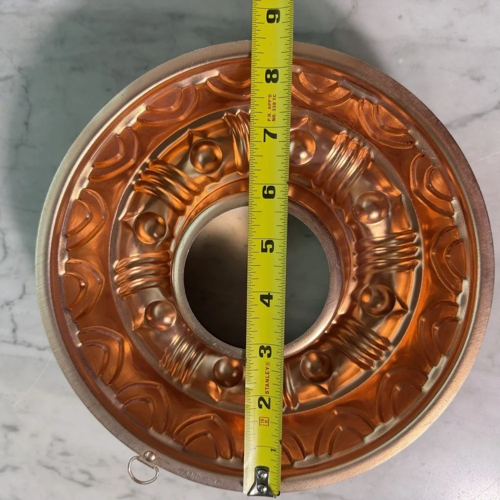 Vintage 70s Copper Bunt‎ Pan Jello Mold Wall Hanging Round  3.5 Cups